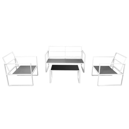 vidaXL 4-tlg. Garten-Lounge-Set mit Auflagen Stahl Weiß