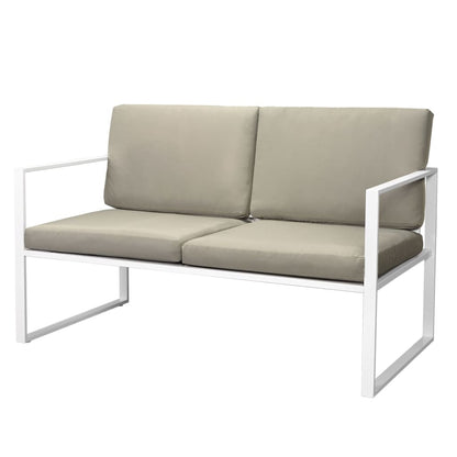 vidaXL 4-tlg. Garten-Lounge-Set mit Auflagen Stahl Weiß