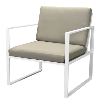 vidaXL 4-tlg. Garten-Lounge-Set mit Auflagen Stahl Weiß