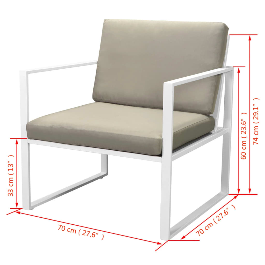 vidaXL 4-tlg. Garten-Lounge-Set mit Auflagen Stahl Weiß