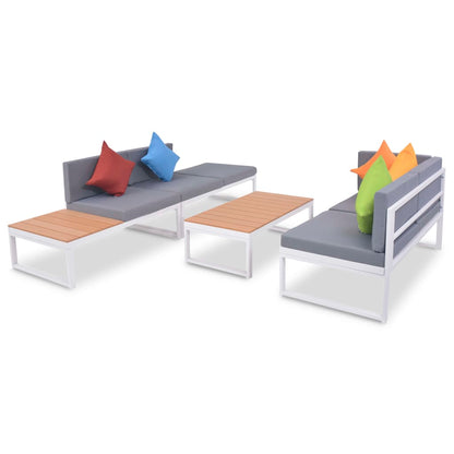vidaXL Salon de jardin 4 pcs avec coussins Aluminium et WPC