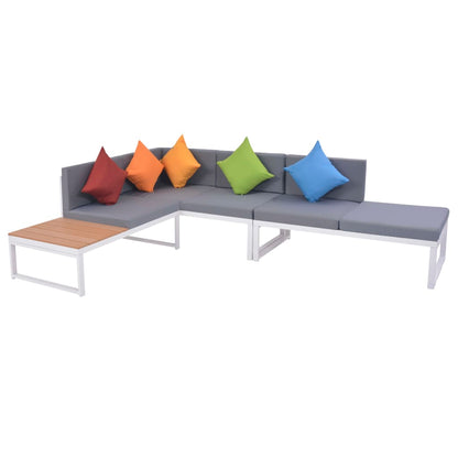 vidaXL Salon de jardin 4 pcs avec coussins Aluminium et WPC