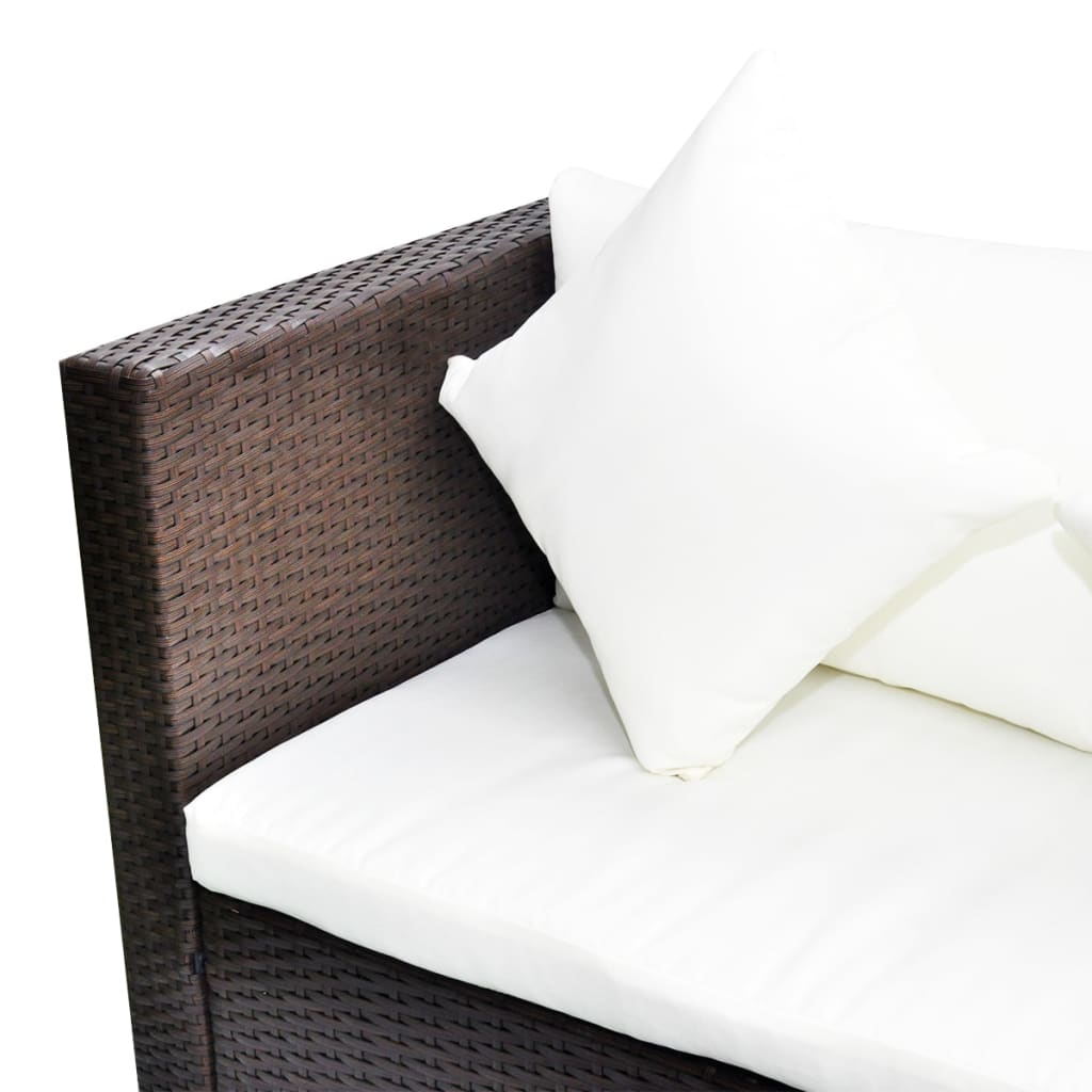 vidaXL 4-tlg. Garten-Lounge-Set mit Kissen Poly-Rattan Braun