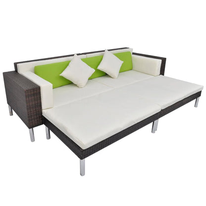 vidaXL 4-tlg. Garten-Lounge-Set mit Auflagen Poly Rattan Braun