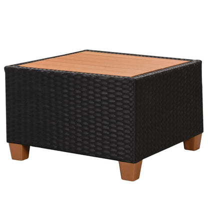 vidaXL Salon de jardin 4 pcs avec coussins résine tressée noir