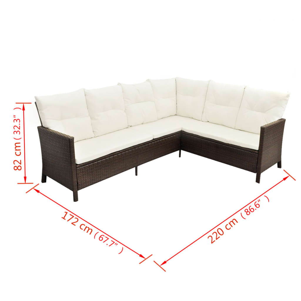 vidaXL 4-tlg. Garten-Lounge-Set mit Auflagen Poly Rattan Braun