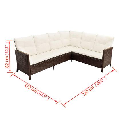vidaXL 4-tlg. Garten-Lounge-Set mit Auflagen Poly Rattan Braun
