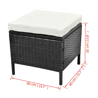 vidaXL 4-tlg. Garten-Lounge-Set mit Auflagen Poly Rattan Schwarz