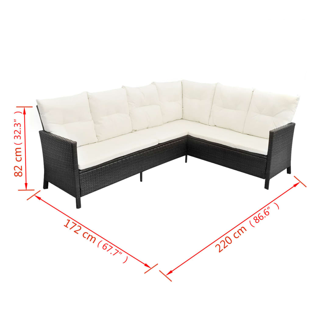 vidaXL 4-tlg. Garten-Lounge-Set mit Auflagen Poly Rattan Schwarz