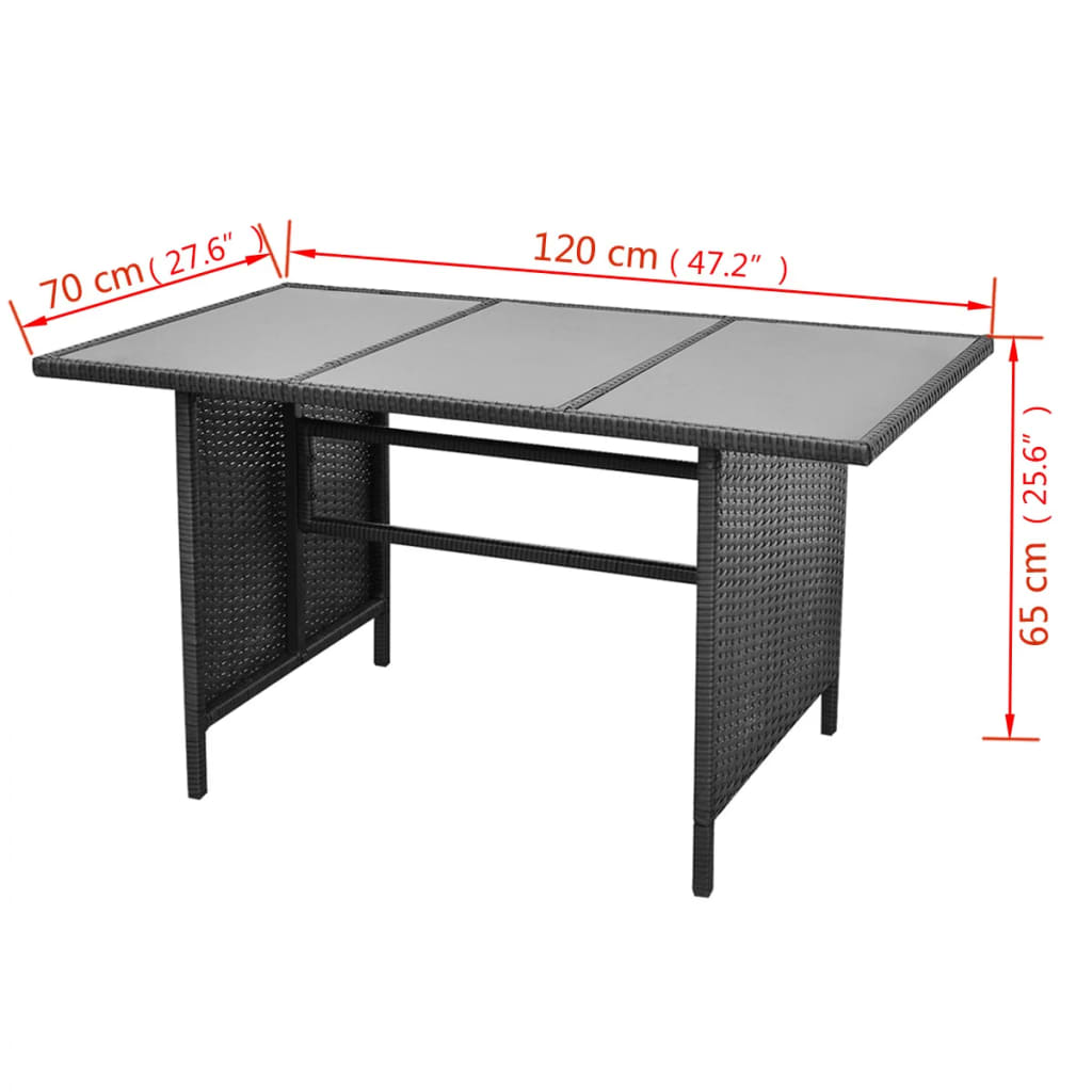 vidaXL 4-tlg. Garten-Lounge-Set mit Auflagen Poly Rattan Schwarz