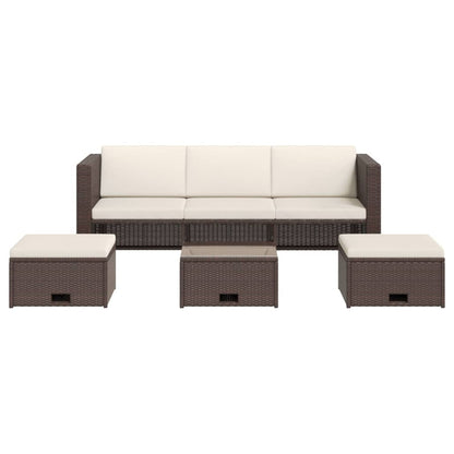 vidaXL 4-tlg. Garten-Lounge-Set mit Auflagen Poly Rattan Braun