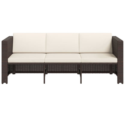vidaXL 4-tlg. Garten-Lounge-Set mit Auflagen Poly Rattan Braun