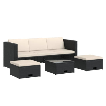 vidaXL Salon de jardin 4 pcs avec coussins résine tressée noir