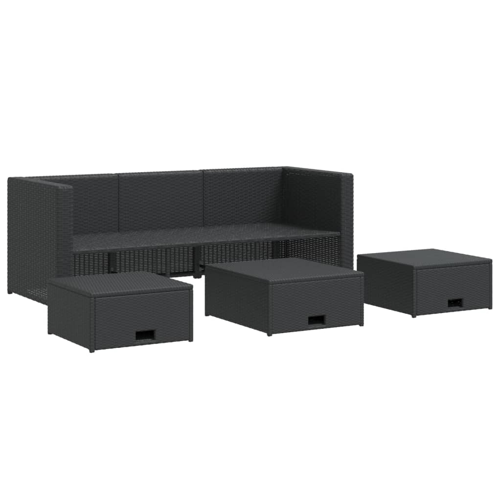 vidaXL Salon de jardin 4 pcs avec coussins résine tressée noir
