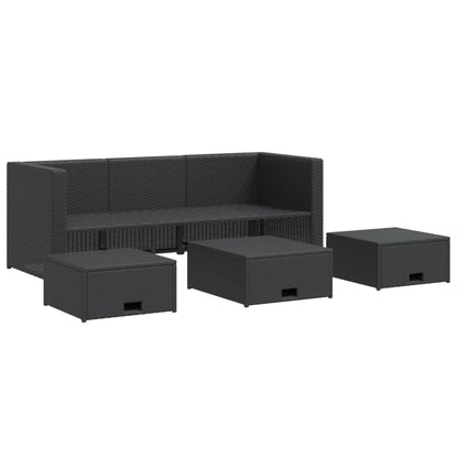 vidaXL Salon de jardin 4 pcs avec coussins résine tressée noir