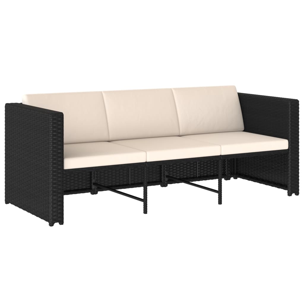 vidaXL Salon de jardin 4 pcs avec coussins résine tressée noir