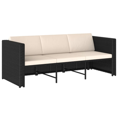 vidaXL Salon de jardin 4 pcs avec coussins résine tressée noir