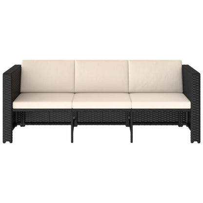 vidaXL Salon de jardin 4 pcs avec coussins résine tressée noir