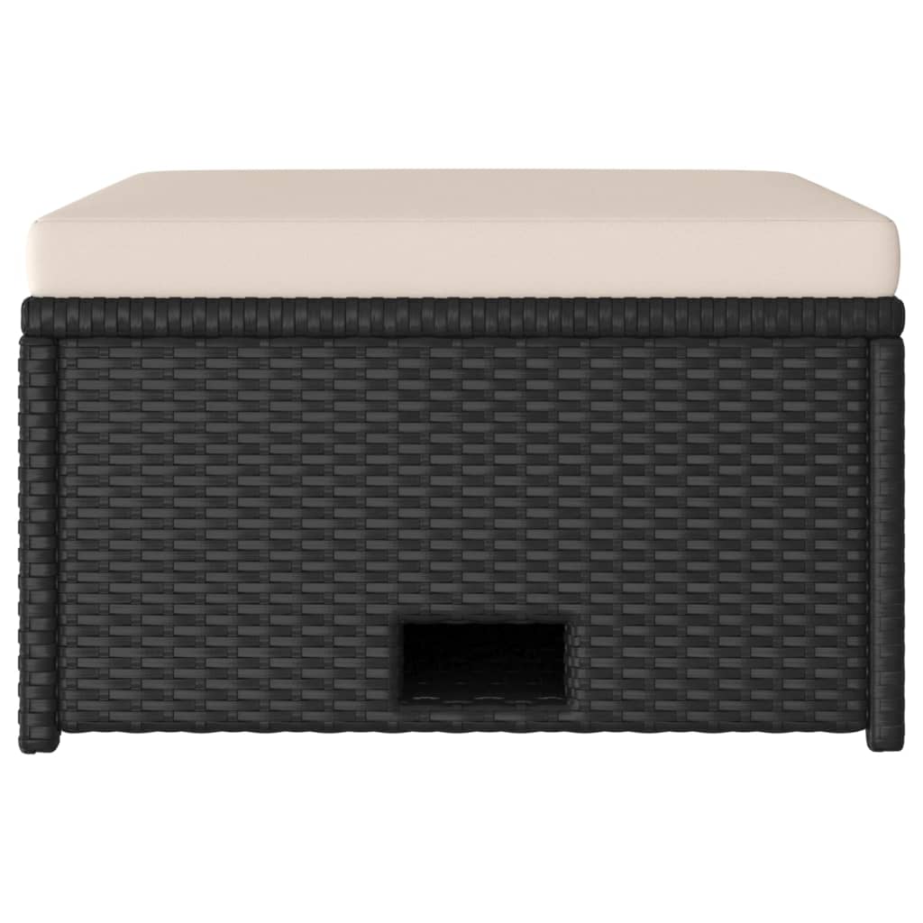 vidaXL Salon de jardin 4 pcs avec coussins résine tressée noir