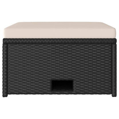 vidaXL Salon de jardin 4 pcs avec coussins résine tressée noir