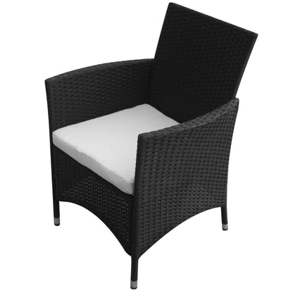vidaXL 5-tlg. Garten-Essgruppe mit Auflagen Poly Rattan Schwarz