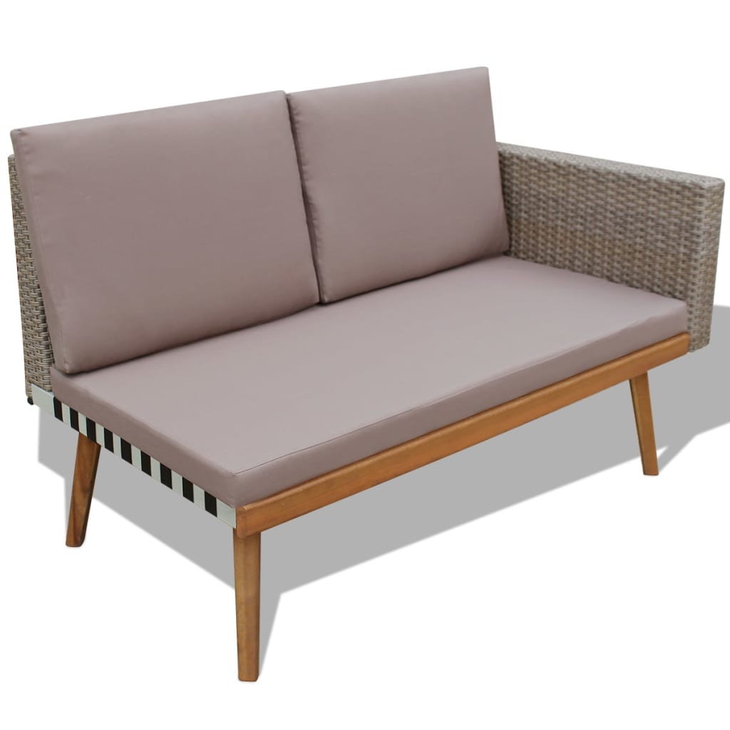 vidaXL Salon de jardin 4 pcs avec coussins résine tressée Gris