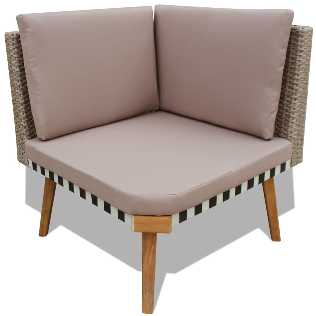 vidaXL Salon de jardin 4 pcs avec coussins résine tressée Gris