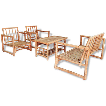 vidaXL Salon de jardin 4 pcs avec coussins Bambou
