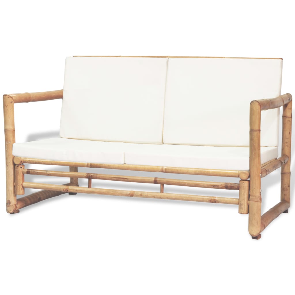 vidaXL Salon de jardin 4 pcs avec coussins Bambou