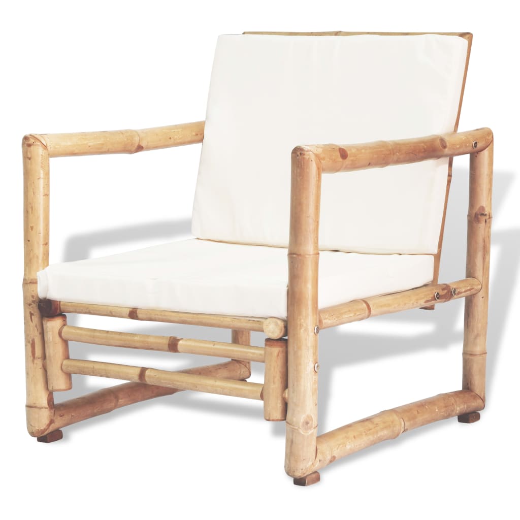 vidaXL Salon de jardin 4 pcs avec coussins Bambou