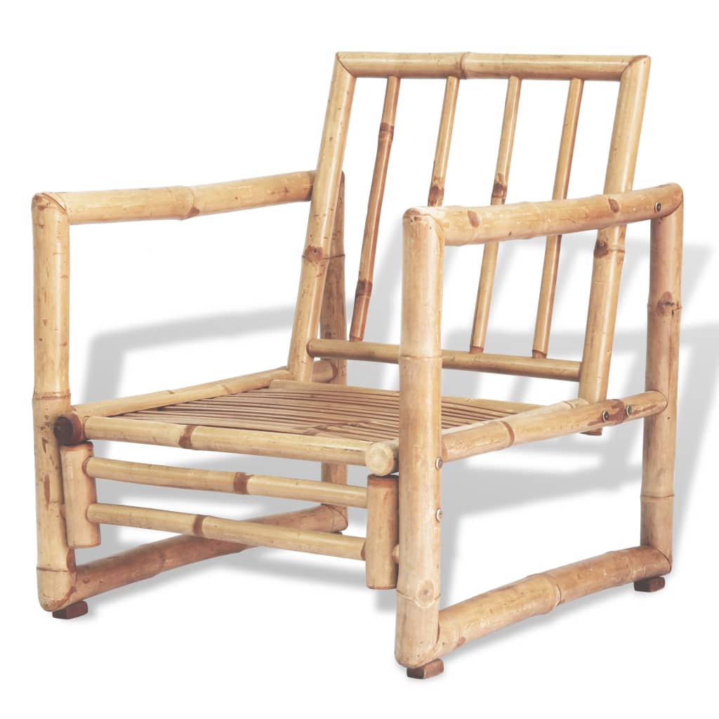vidaXL Salon de jardin 4 pcs avec coussins Bambou