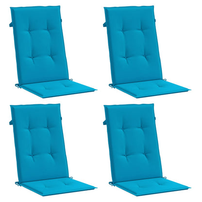 vidaXL Coussins de chaise de jardin pour dossiers hauts 4 pcs Bleu 120x50x3 cm Tissu
