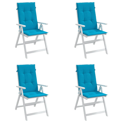 vidaXL Coussins de chaise de jardin pour dossiers hauts 4 pcs Bleu 120x50x3 cm Tissu