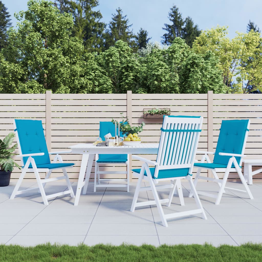 vidaXL Coussins de chaise de jardin pour dossiers hauts 4 pcs Bleu 120x50x3 cm Tissu