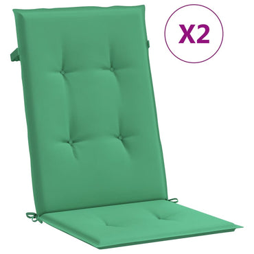 vidaXL Coussins de chaise de jardin dossier haut 2 pcs Vert 120x50x3 cm Tissu