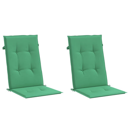 vidaXL Coussins de chaise de jardin dossier haut 2 pcs Vert 120x50x3 cm Tissu