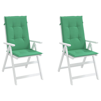 vidaXL Coussins de chaise de jardin dossier haut 2 pcs Vert 120x50x3 cm Tissu