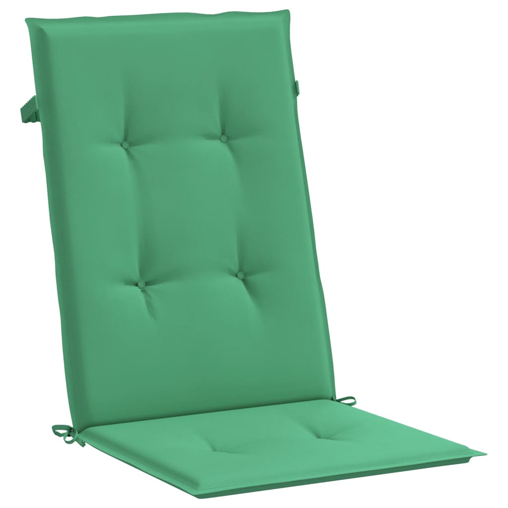 vidaXL Coussins de chaise de jardin dossier haut 2 pcs Vert 120x50x3 cm Tissu