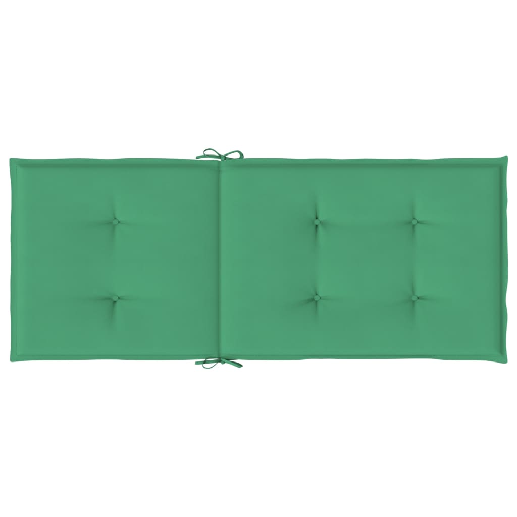 vidaXL Coussins de chaise de jardin dossier haut 2 pcs Vert 120x50x3 cm Tissu