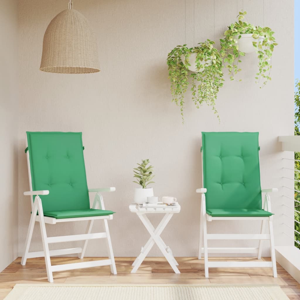 vidaXL Coussins de chaise de jardin dossier haut 2 pcs Vert 120x50x3 cm Tissu
