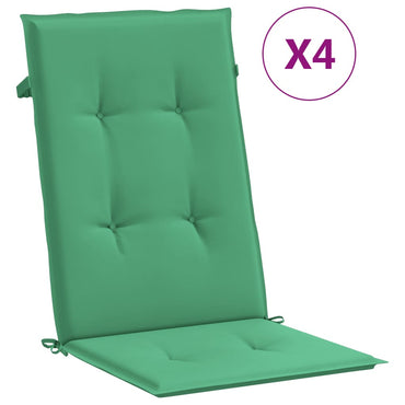 Coussins de chaise de jardin vidaXL pour fauteuil à dossier haut 4 pcs Vert 120x50x3cm Tissu