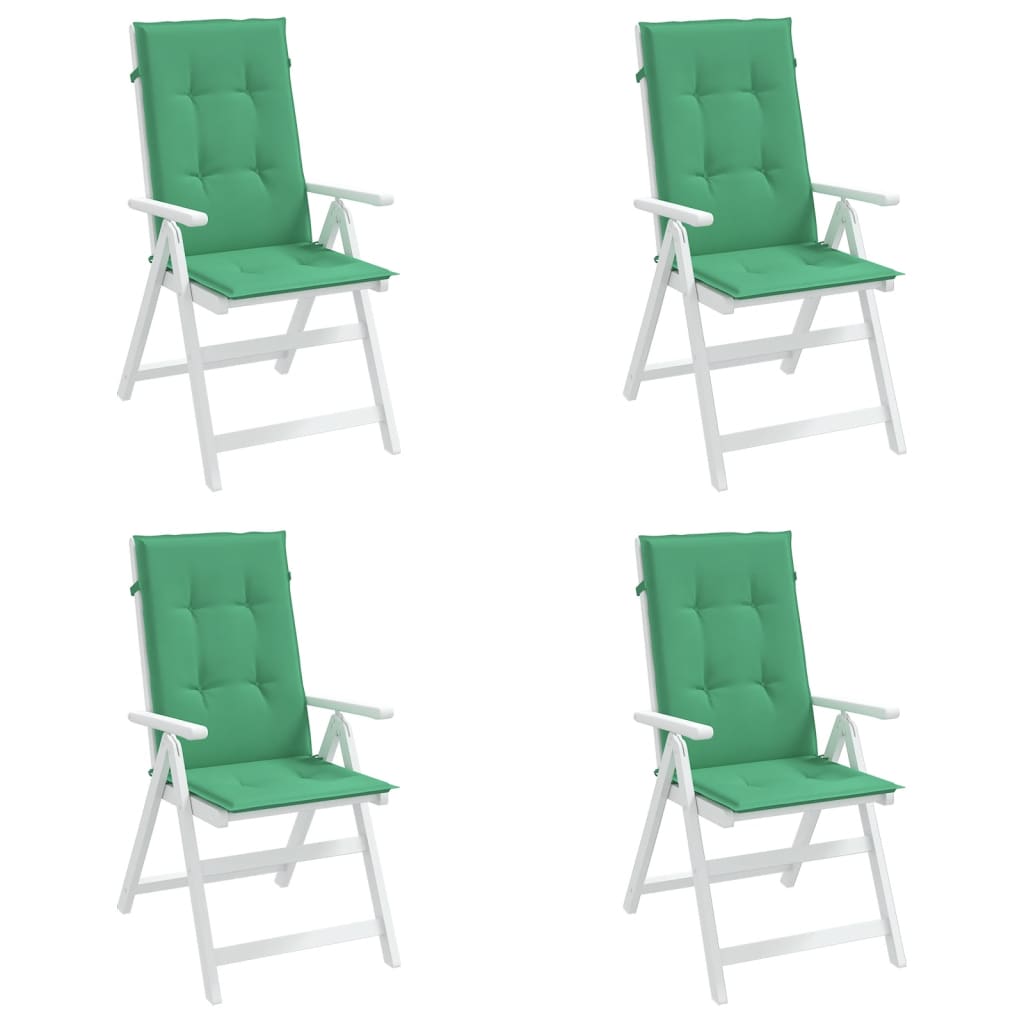 Coussins de chaise de jardin vidaXL pour fauteuil à dossier haut 4 pcs Vert 120x50x3cm Tissu