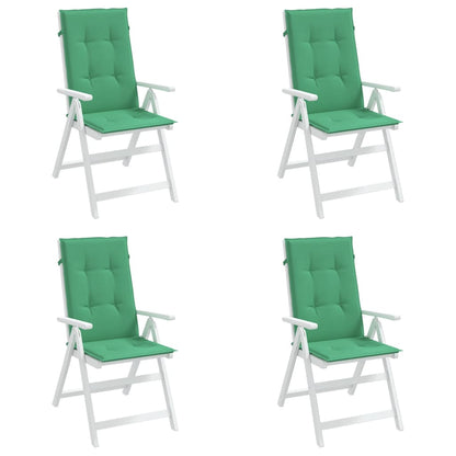 Coussins de chaise de jardin vidaXL pour fauteuil à dossier haut 4 pcs Vert 120x50x3cm Tissu