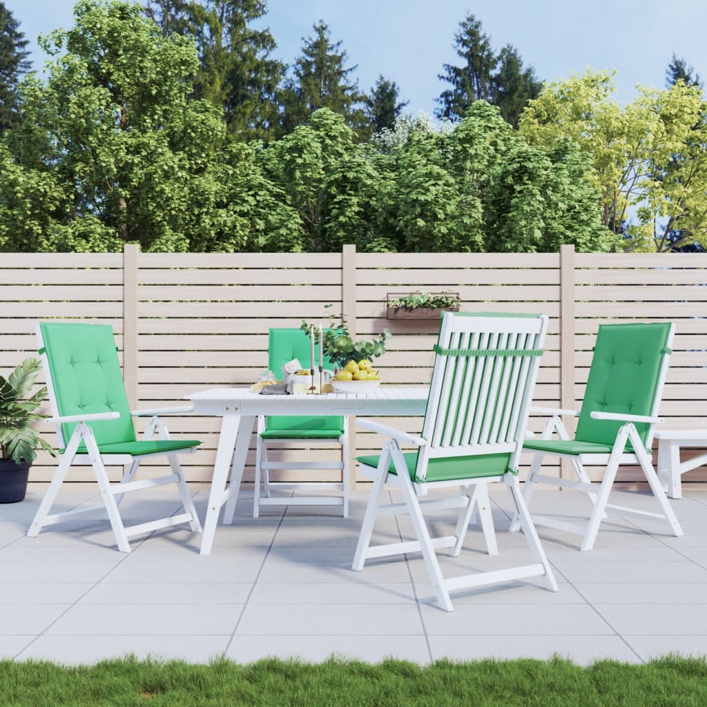 Coussins de chaise de jardin vidaXL pour fauteuil à dossier haut 4 pcs Vert 120x50x3cm Tissu
