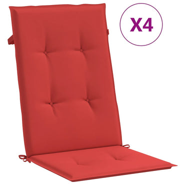 vidaXL Coussins de chaise de jardin pour fauteuils à dossier haut 4 pcs Rouge 120x50x3 cm Tissu