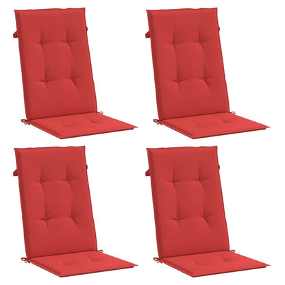 vidaXL Coussins de chaise de jardin pour fauteuils à dossier haut 4 pcs Rouge 120x50x3 cm Tissu