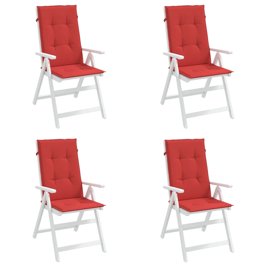vidaXL Coussins de chaise de jardin pour fauteuils à dossier haut 4 pcs Rouge 120x50x3 cm Tissu