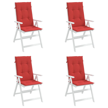 vidaXL Coussins de chaise de jardin pour fauteuils à dossier haut 4 pcs Rouge 120x50x3 cm Tissu