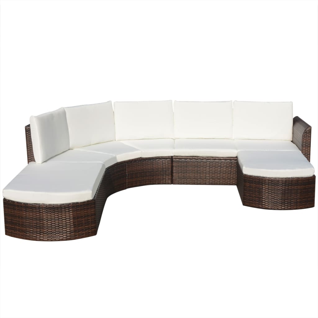 vidaXL 4-tlg. Garten-Lounge-Set mit Auflagen Poly Rattan Braun