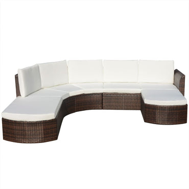 vidaXL 4-tlg. Garten-Lounge-Set mit Auflagen Poly Rattan Braun